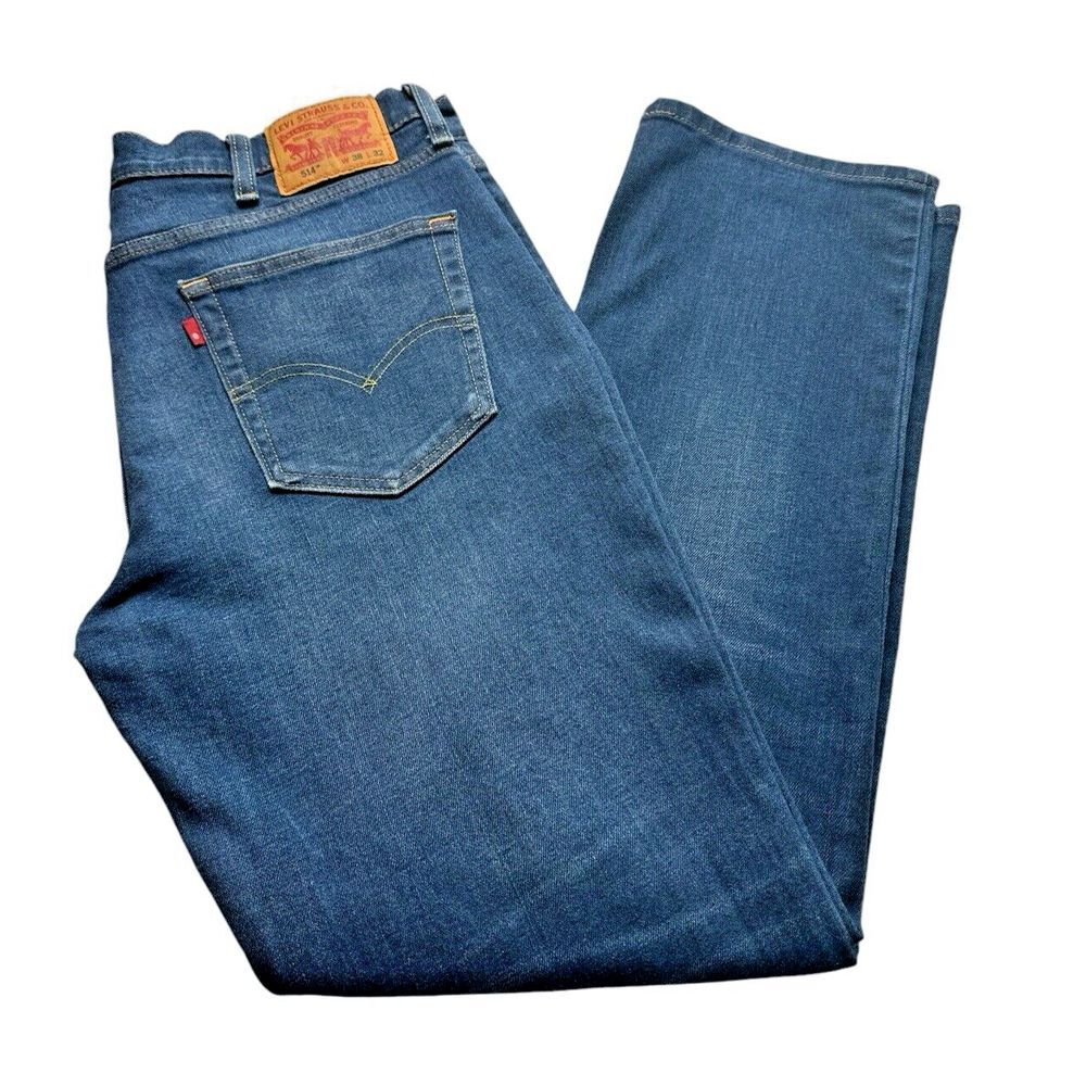Levi's 514 Men's Jeans 38x32 Blue Denim Mid Rise Straight Leg Casual